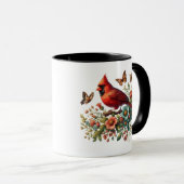 Red Cardinal Floral Ceramic Mug – 11oz (Devant droit)
