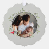 Red Cardinal Happy Holidays Custom Photo Ornament Kaart (Voorkant)