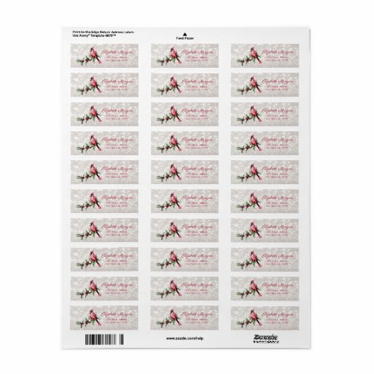 Red Cardinal Holly Berry Bokeh Etiket (Full Sheet)