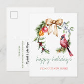 Red Cardinal Holly Berry Vakantie Aankondigingskaart (Voorkant / Achterkant)