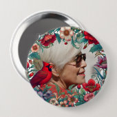 Red Cardinal Memorial Keepsake FOTO Ronde Button 4,0 Cm (Voorkant /achterkant)