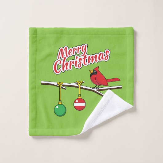 Red Cardinal on Christmas (Gant de toilette)