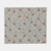 Red Cardinal Perched on a Tree Branch Fleece Blank Deken (Voorkant (Horizontaal))