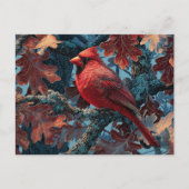 Red Cardinal Perched on Branch Briefkaart (Voorkant)