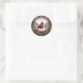 Red Cardinal with Holly Berries Ronde Sticker (Tas)