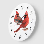 red cardinals Wall Clock Grote Klok (Hoek)
