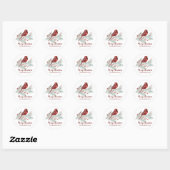 Red Cardinas Winter Pine Merry kerst Ronde Sticker (Vel)