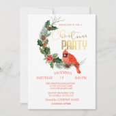 Red Cardinical Bird kerstparty Kaart (Voorkant)