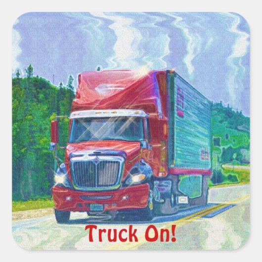 Red Cargo Truck Big Rig Driver Sticker Series (Voorkant)