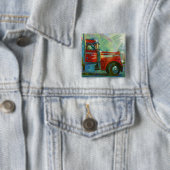 RED CARGO TRUCK BIG RIG TRUCKERS BUTTON (In situ)