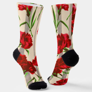 red carnations print sokken