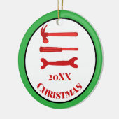 Red Carpenters Tools 2025 Kerst Keramisch Ornament (Links)