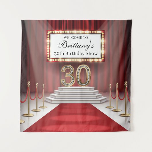 Red Carpet 30th Birthday Show Backdrop banner Wandkleed (Voorkant)