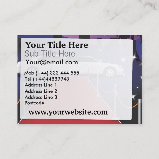 Red Carpet Celebrity Limo Visitekaartje (Voorkant)