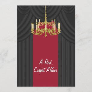 Red Carpet Gold Chandelier Prom Uitnodigingen