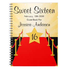 Red Carpet Hollywood Sweet 16 Guest Book Notitieboek