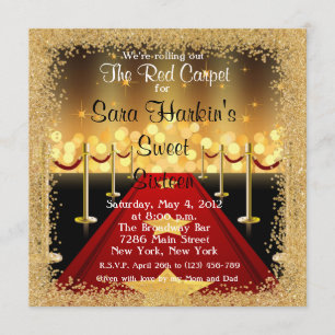 Red Carpet Hollywood Sweet 16 Invitation d'anniver