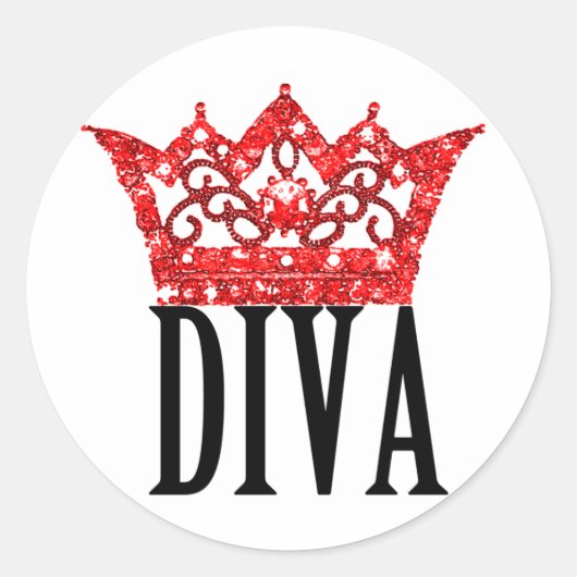 Red Carpet Tiara DIVA-stickers Ronde Sticker (Voorkant)