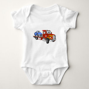 Red Cartoon Flatbed Tow Truck Romper