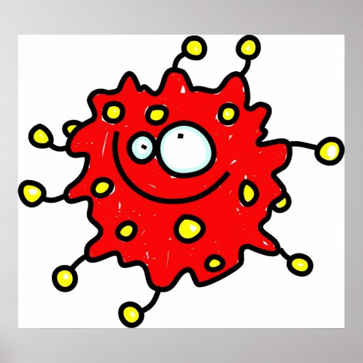 Red Cartoon Germ Poster (Voorkant)