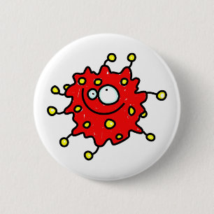 Red Cartoon Germ Ronde Button 5,7 Cm