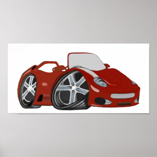 Red Cartoon Sports Car Art Poster (Devant)