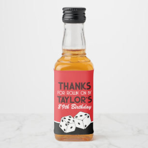 Red Casino Dice Verjaardagsgunst Likeurfles Etiket