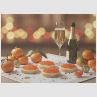 Red Caviar, Champagne, Tangerines, Festive Dinner Tissuepapier