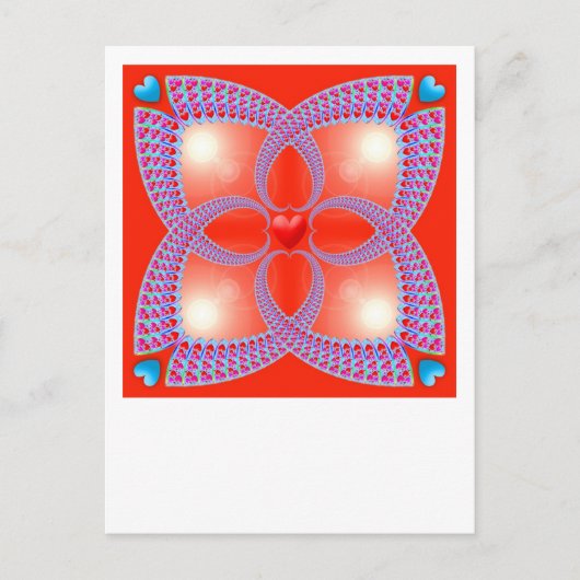 Red Celtic Heart Fractal Pattern Briefkaart (Voorkant)