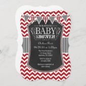 Red Chalkboard Chevron Baby shower Invite Kaart (Voorkant / Achterkant)