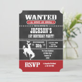 Red Chalkboard Cowboy Invitation d'anniversaire (Debout devant)