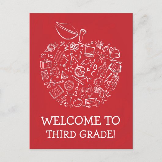 Red Chalkboard Enseignants Apple Carte postale (Devant)