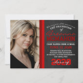 Red Chalkboard - Faire-part de graduation photo (Devant)
