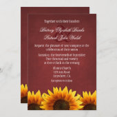 Red Chalkboard Sunflower Invitations de mariage (Devant / Derrière)