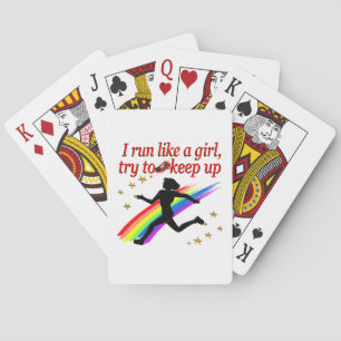 RED CHAMPION GIRL TRACK EN FIELD DESIGN POKERKAARTEN