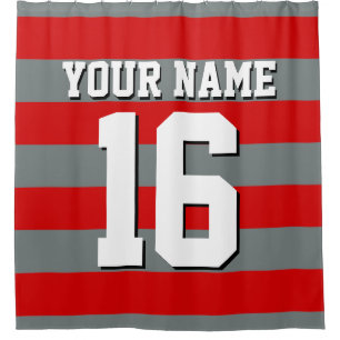 Red Charcoal Sports Jersey Preppy Stripe Douchegordijn