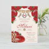 Red Charro Mariachi Quinceanera Fiesta Kaart (Staand voorkant)