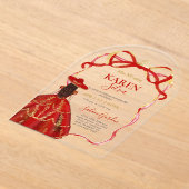 Red Charro Quinceanera Acrylic Invitation (Poser)