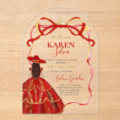 Red Charro Quinceanera Acrylic Invitation (Recto)