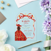 Red Charro Quinceanera Acrylic Invitation (Insitu (Mariage))