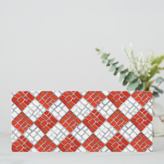 RED CHECK MOSAIC 4x9.25 Carte plate / Horizontal (Debout devant)