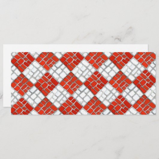 RED CHECK MOSAIC 4x9.25 Carte plate / Horizontal (Devant / Derrière)