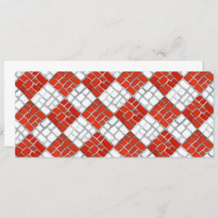 RED CHECK MOSAIC 4x9.25 Carte plate / Horizontal