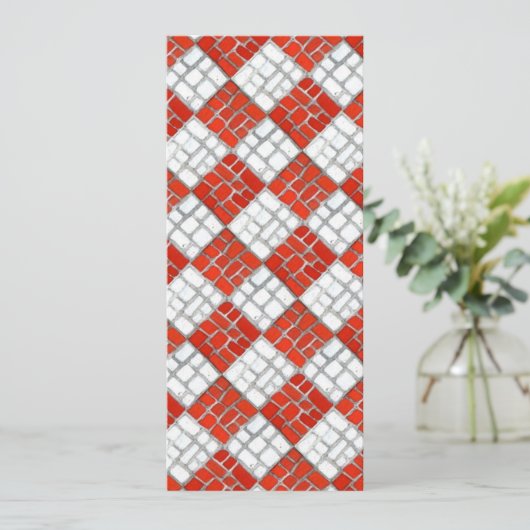 RED CHECK MOSAIC 4x9,25 Carte plate / Vertical (Debout devant)