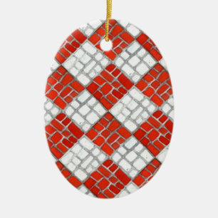 RED CHECK MOZAÏEK Keramisch Ovaal Ornament