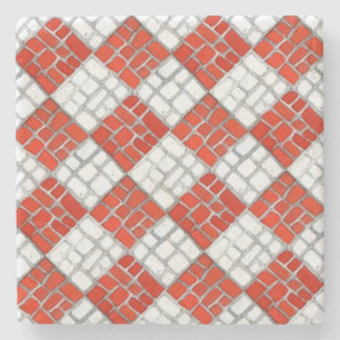 RED CHECK MOZAÏEK Marmeren Steen Onderzetter