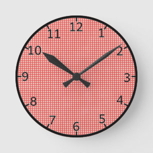 Red Check Patroon Ronde Klok