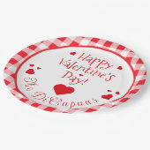 Red Check Red Hearts Whimsical Valentine's Day Papieren Bordje (Gekanteld)