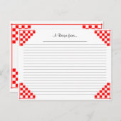 Red Checked Recipe Card met equivalenten Briefkaart (Voorkant / Achterkant)