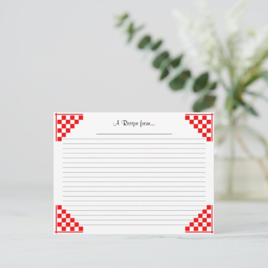 Red Checked Recipe Card met equivalenten Briefkaart (Staand voorkant)